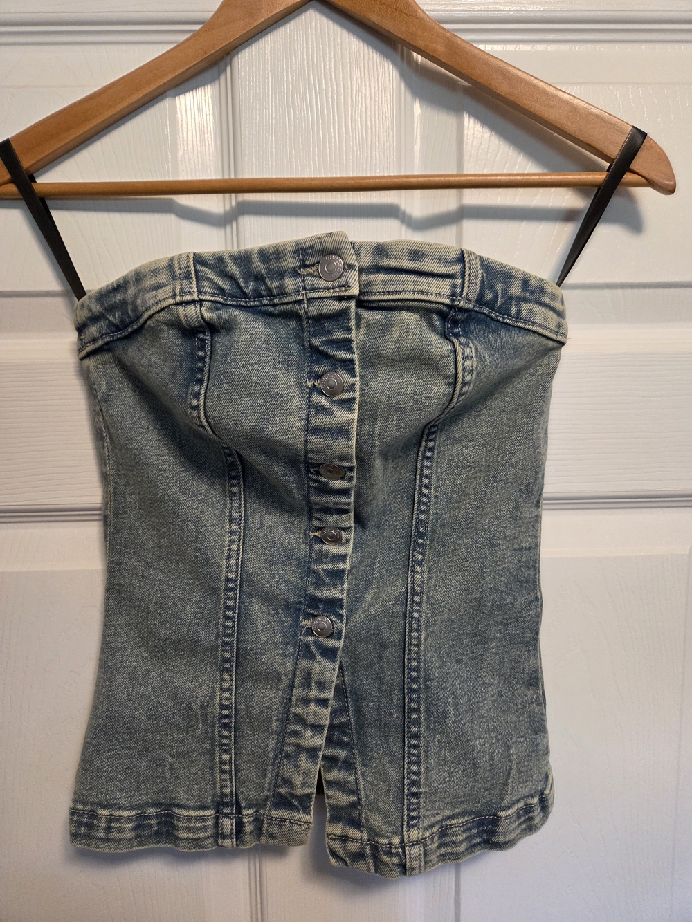 H&M Divided Denim Bandeau Corset Top - Size XS